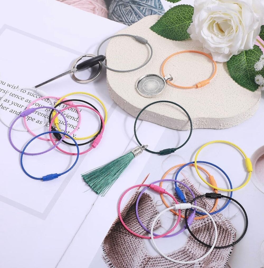 6 Wire Keychain Cable 2 mm Cable Key Ring 6 Inch Stainless Steel Keychain Loop